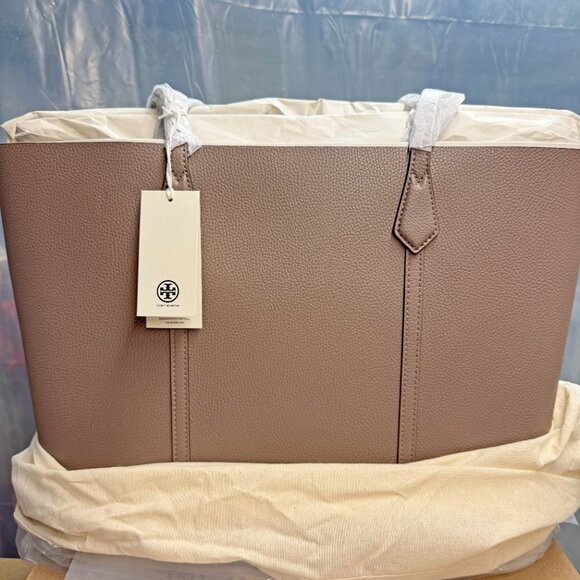 Tory Burch Perry Large Leather Tote – Clam Shell - Picture 8 of 9